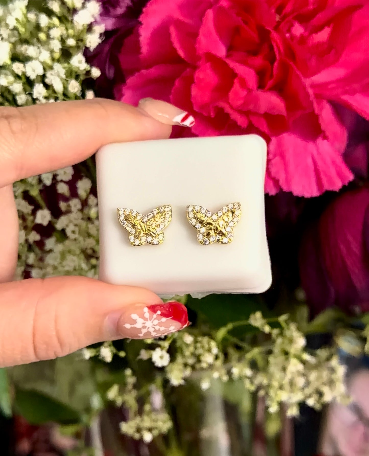 Nugget Diamond Butterfly Earrings