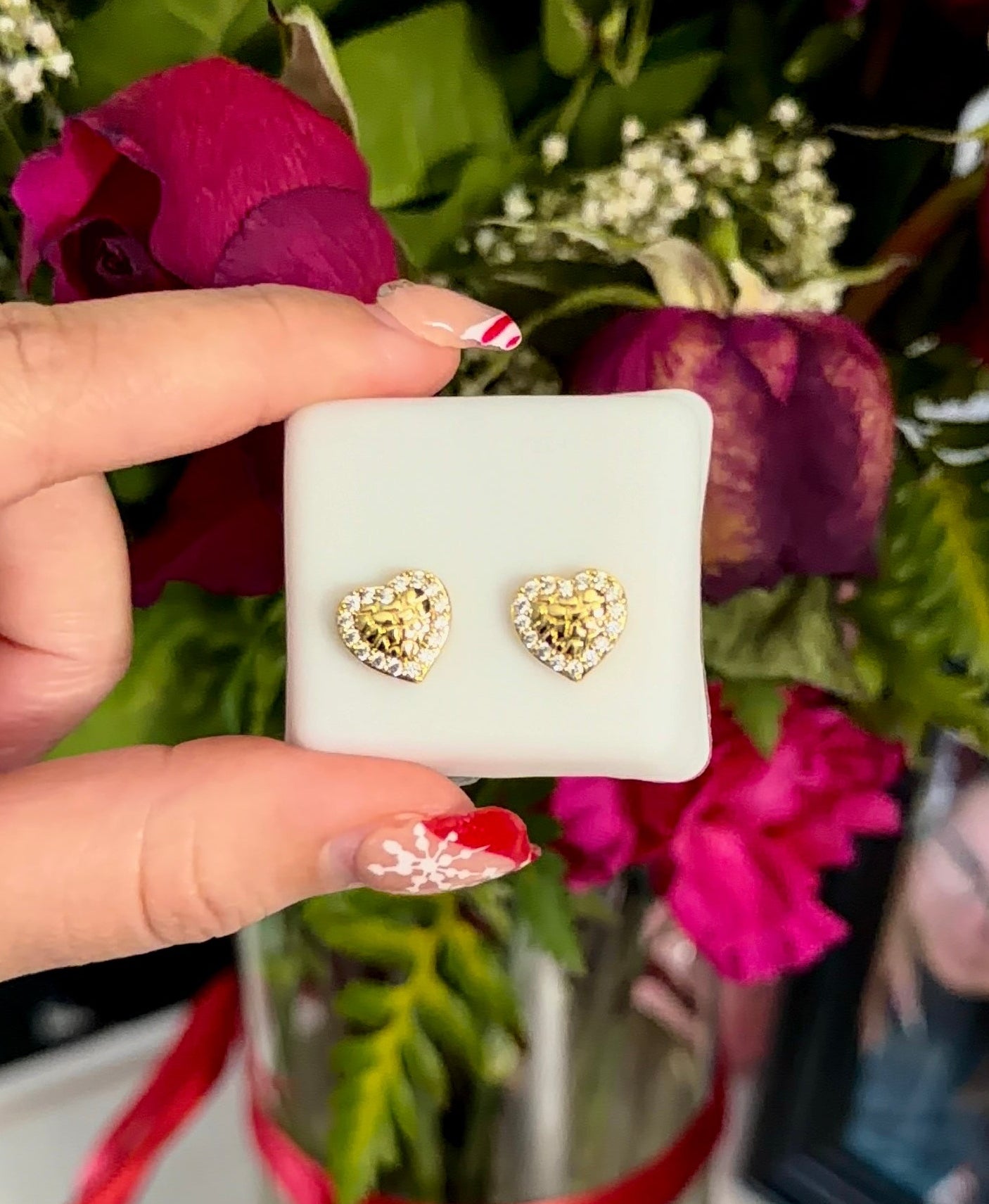 Diamond Heart Nugget Earrings