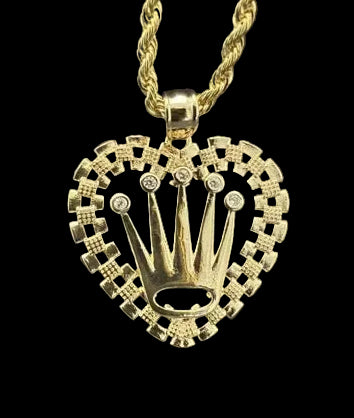Heart Rolex Crown Necklace