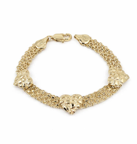 3 Heart Nugget Bracelet