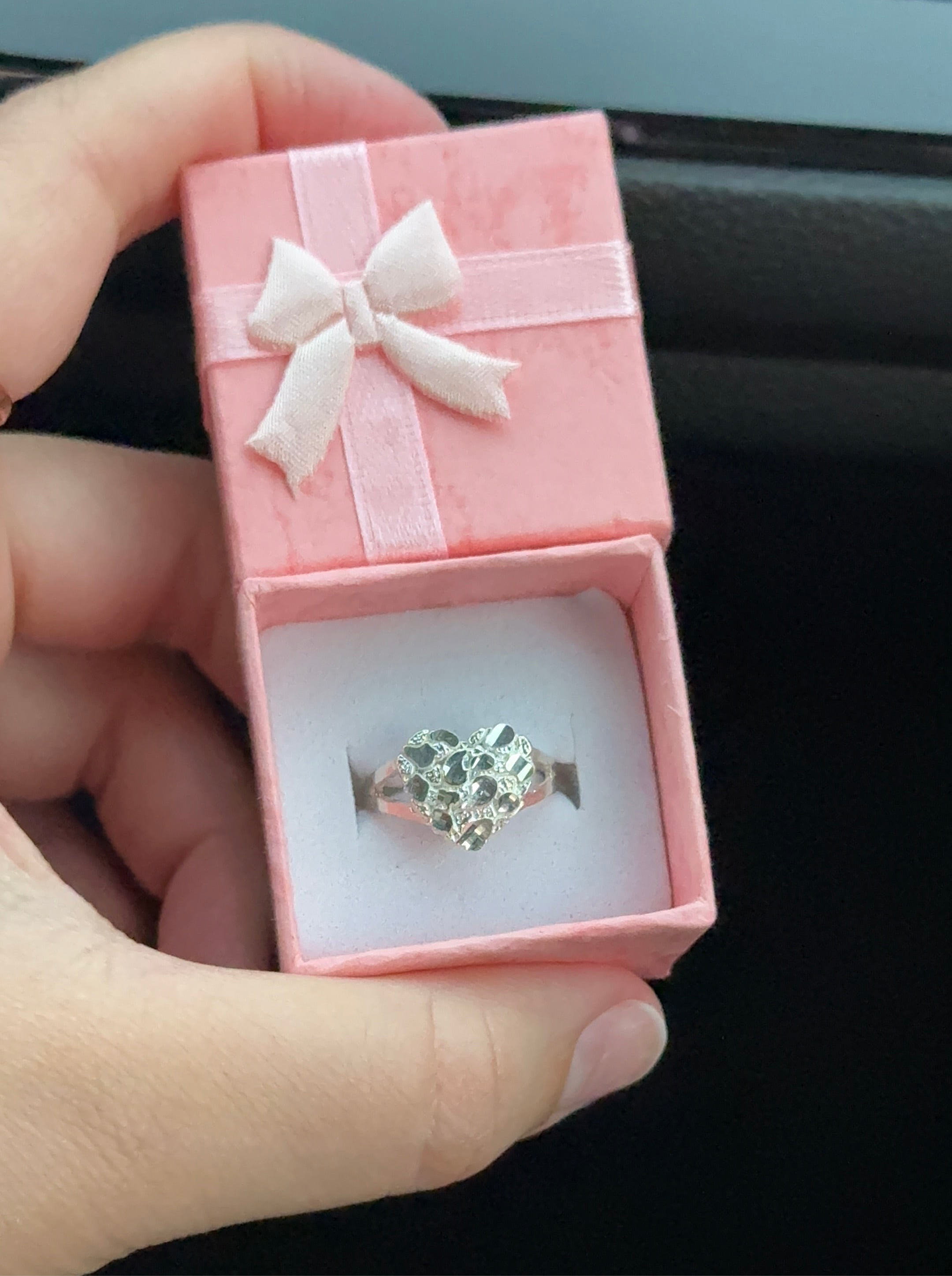 925 Sterling Silver Heart Nugget Ring
