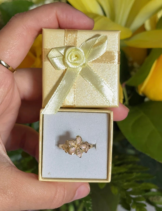 3 Hibiscus 14k Gold Ring