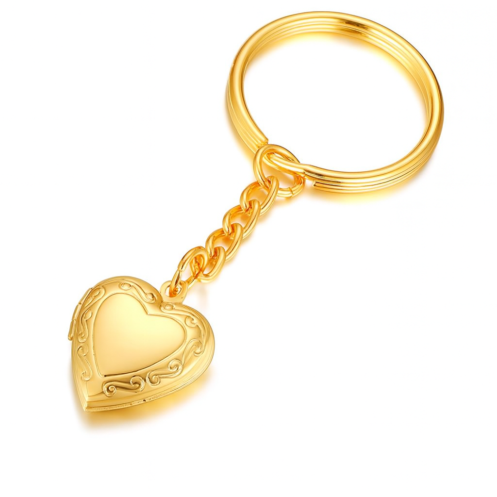 Custom Picture Heart Locket Keychain