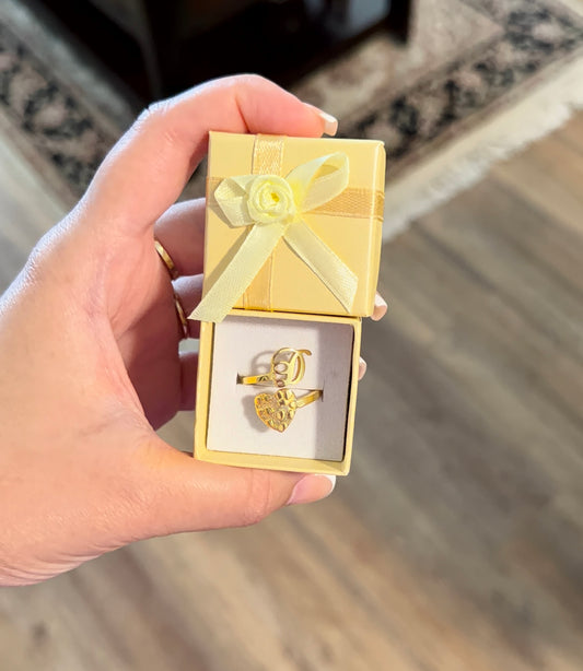 Initial Heart Nugget Ring