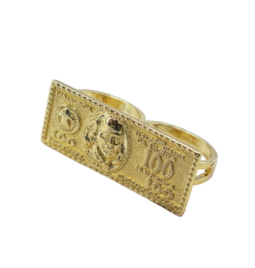 100 Dollar Bill Double Finger Ring
