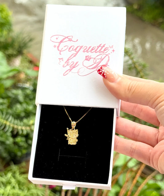 Dainty Ak Hk 14K Solid Gold Necklace