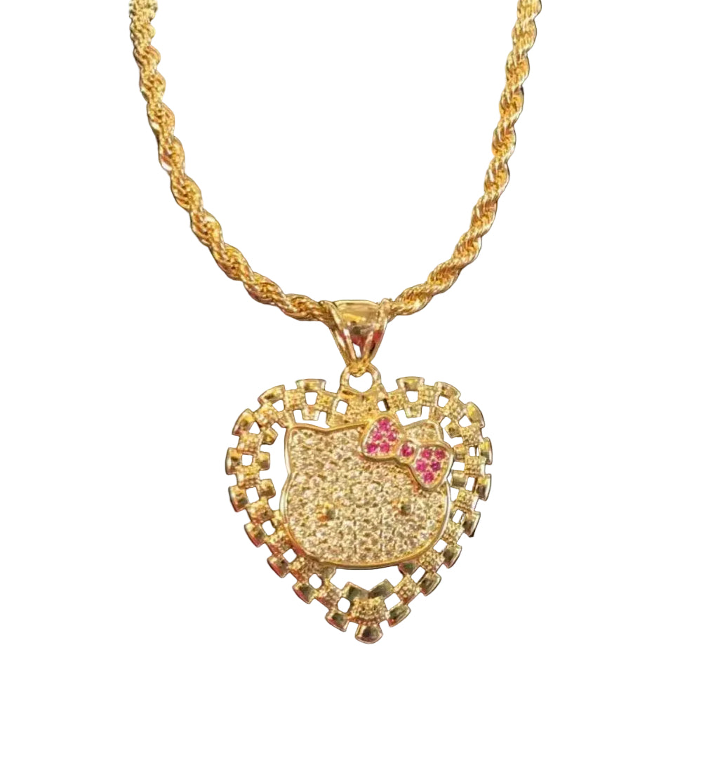 Hk Pink Bow Rolex Necklace