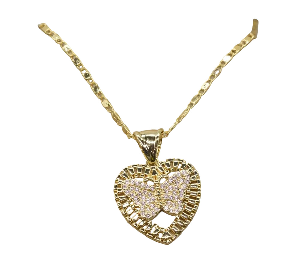 Heart Rolex Pink Butterfly Necklace