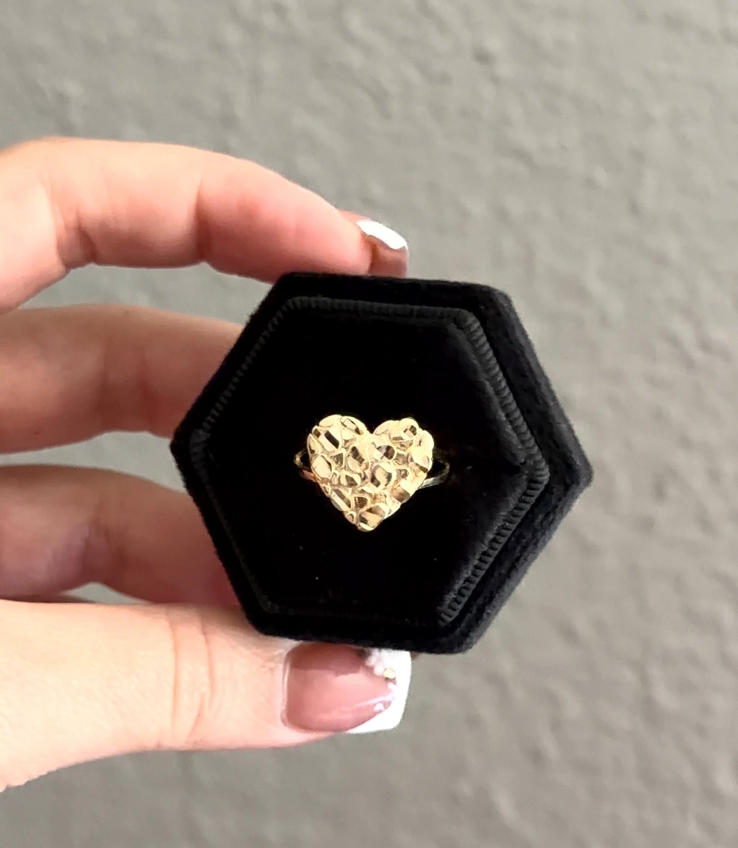 Heart Nugget 14K Real Gold Ring
