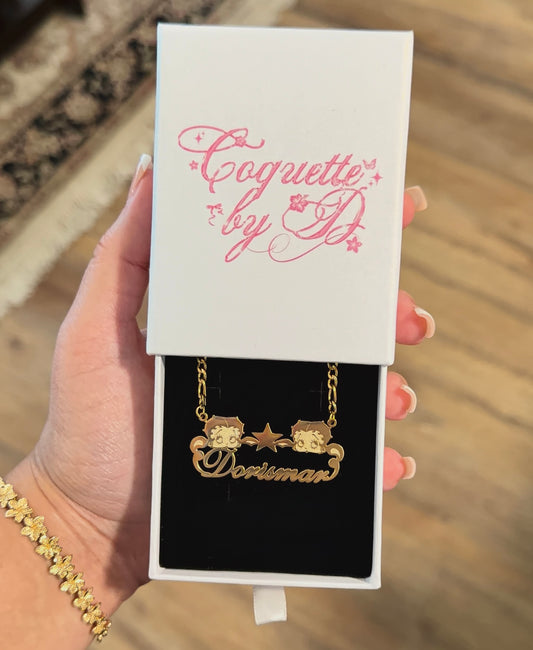 Lucky Double Betty Boop Name Necklace
