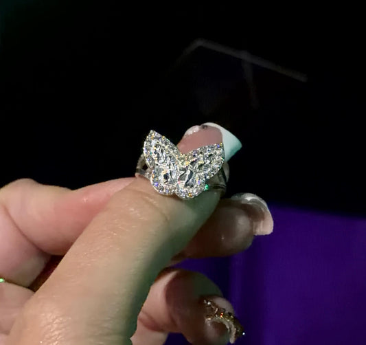 925 Silver Diamond Cut Butterfly Ring