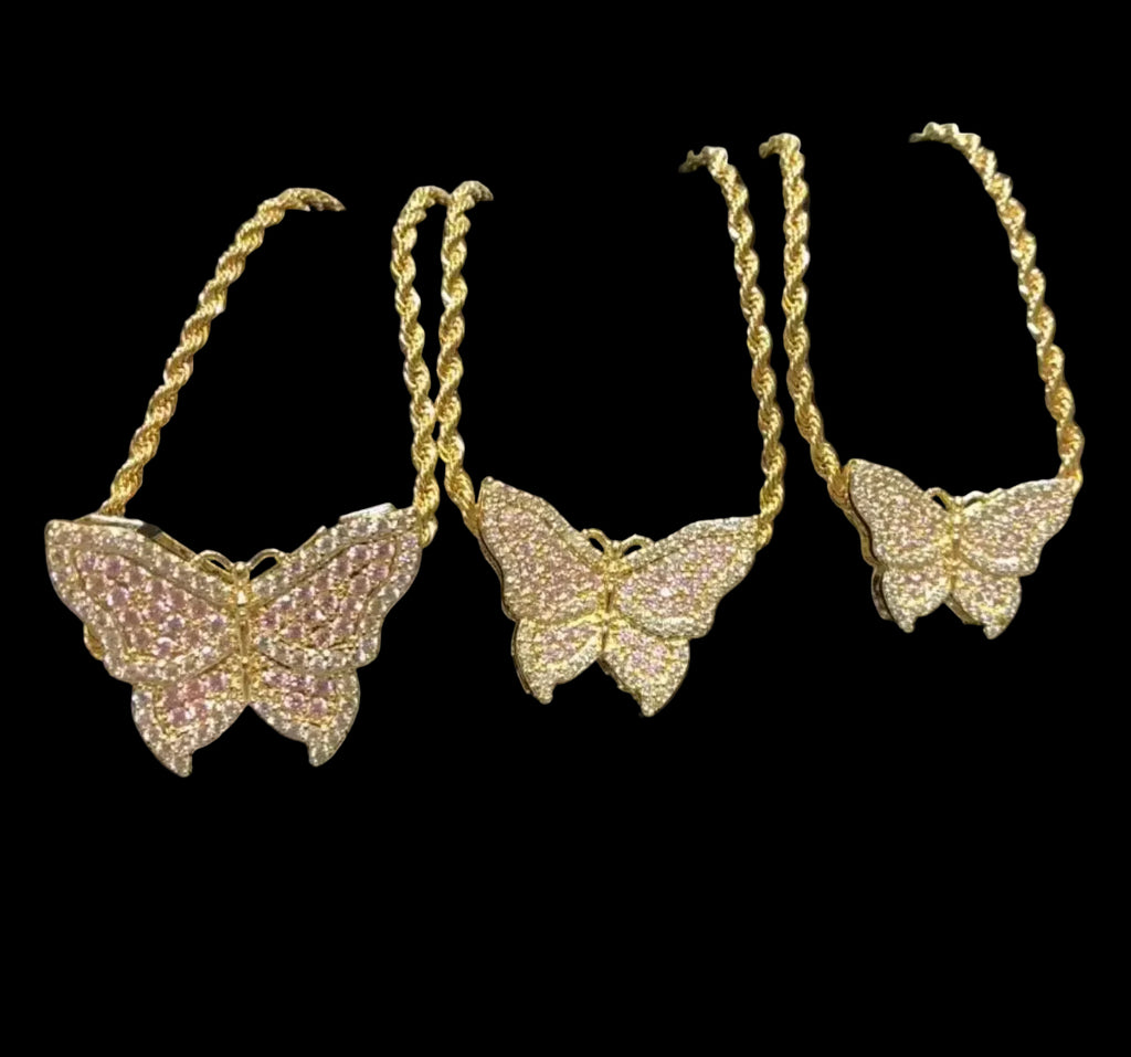 Pink Butterfly Necklace