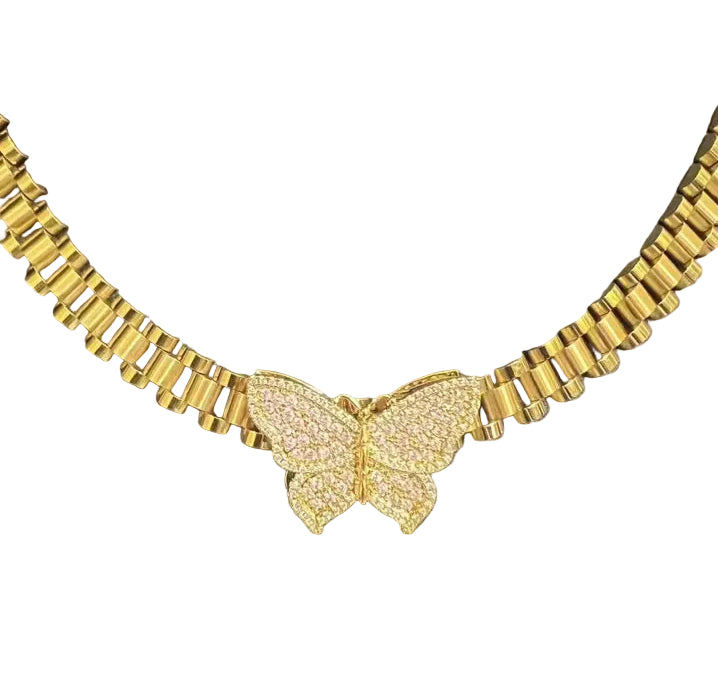 Pink Butterfly Rolex Chain