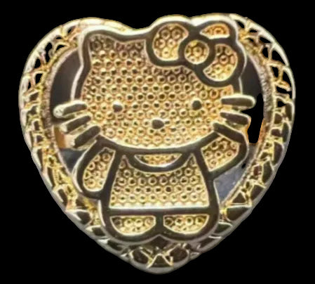 Heart Nugget Waving Kitty Ring