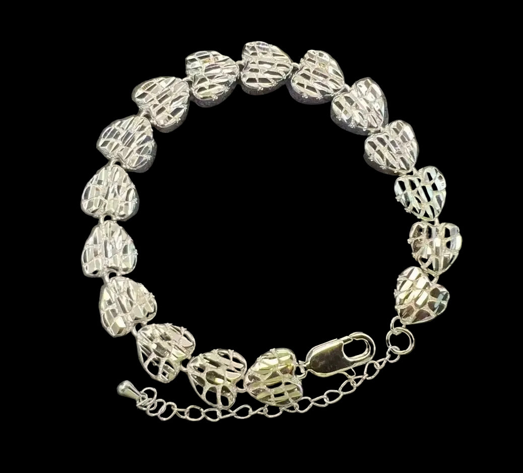 Silver Heart Nugget Bracelet