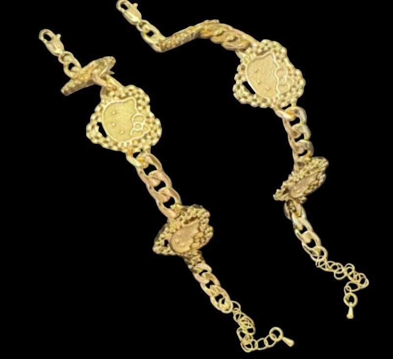 Kitty Heart Cuban Bracelet