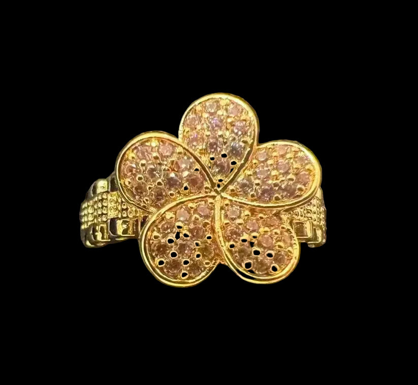 Pink Diamond Flower Ring
