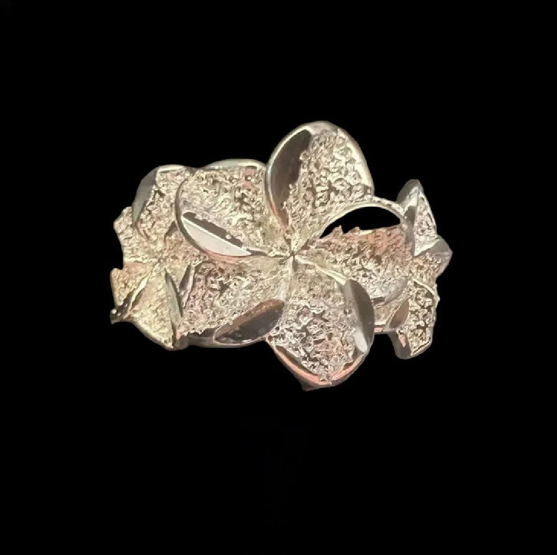 3 Plumeria Flower Silver Ring