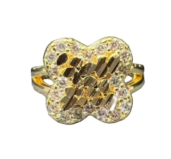 Diamond Cut Flower Ring