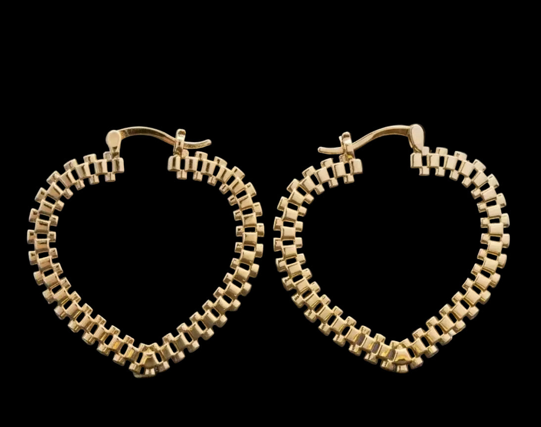 Heart Rolex Hoop Earrings