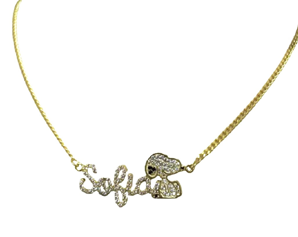 Bling Out Snoopy Name Necklace
