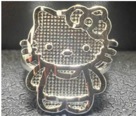 Silver Kitty Simple Band Ring