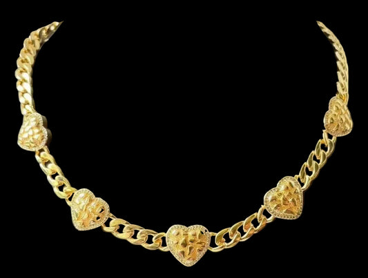 Diamond Nugget Heart Cuban Chain
