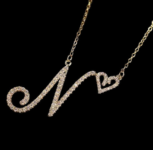 925 Silver Zircon Initial Necklace