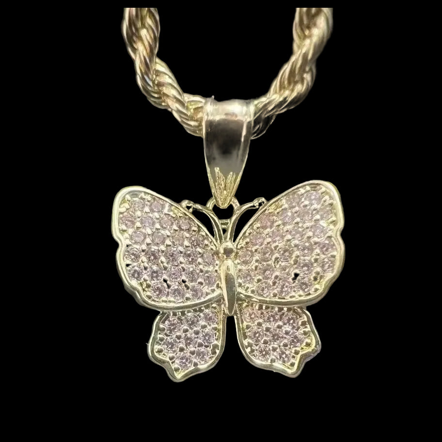 Pink Diamond Butterfly Necklace
