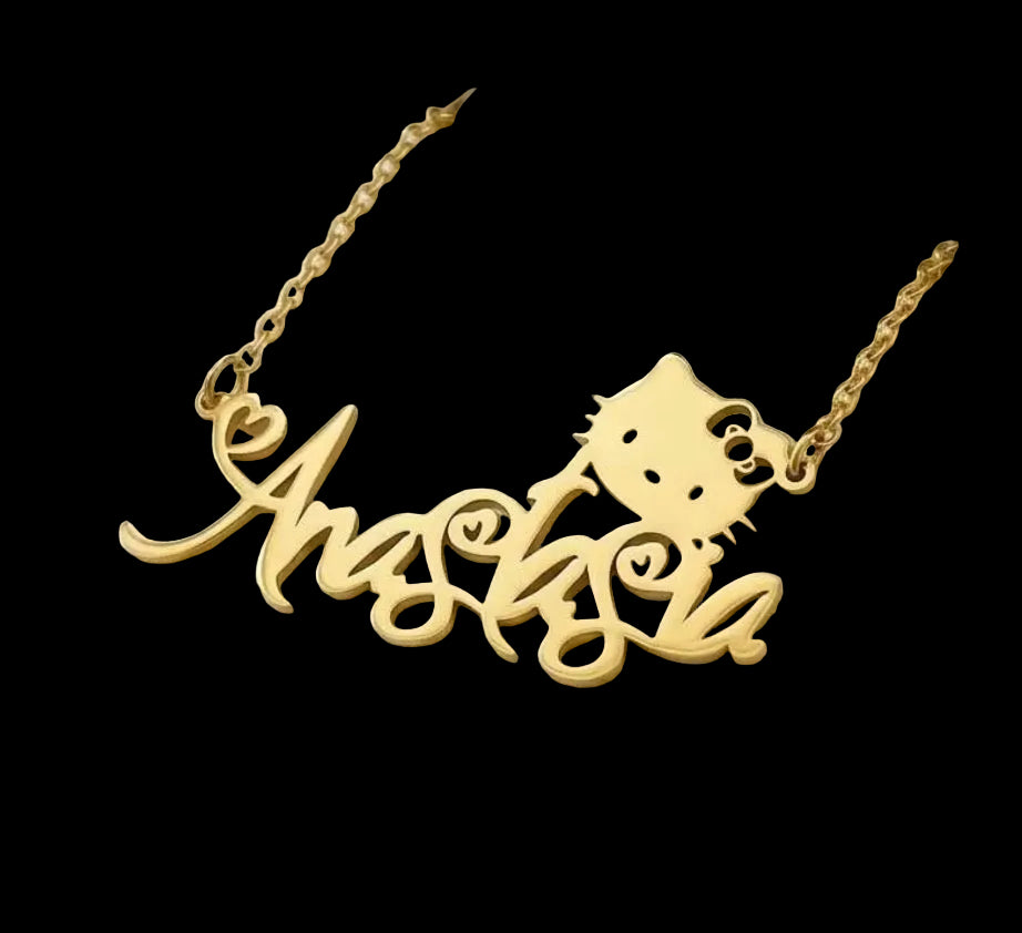 Kitty Heart Name Necklace