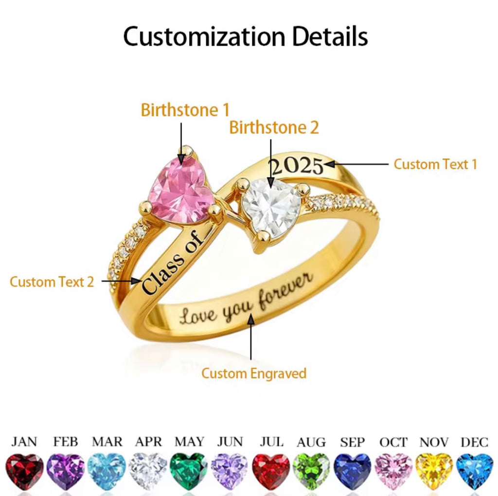 Double Stone Graduation Ring