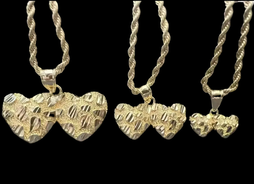 Double Heart Nugget Necklace