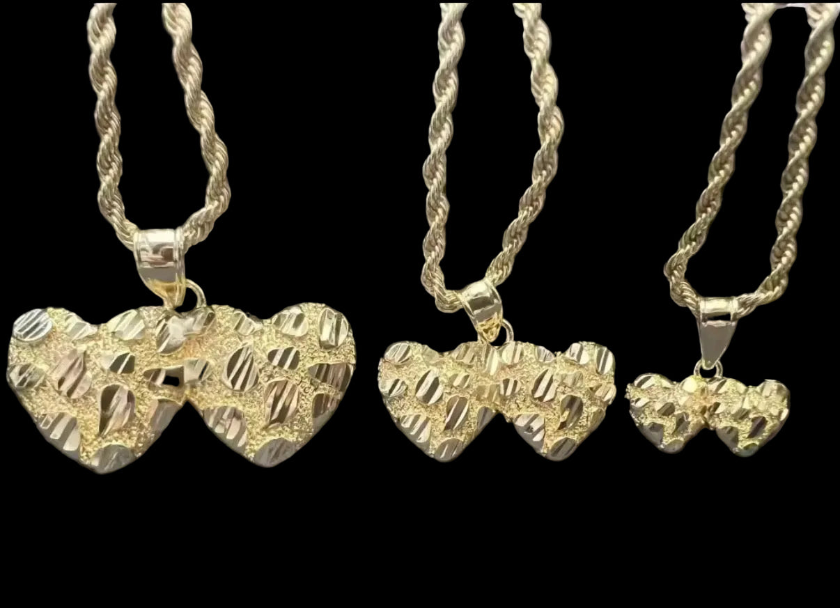 Double Heart Nugget Necklace