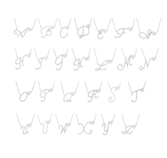 925 Silver Zircon Initial Necklace