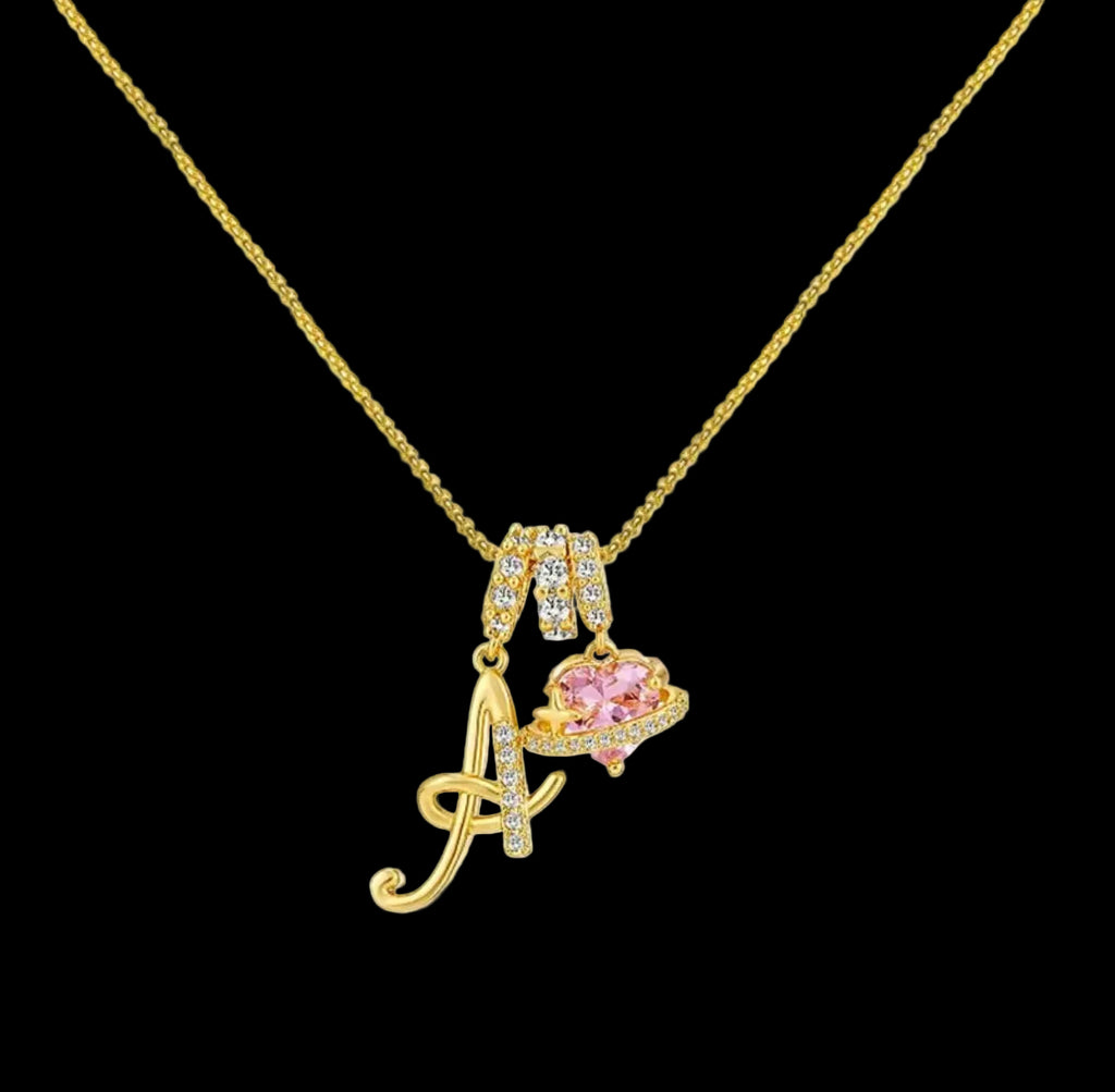 Initial X Heart Necklace