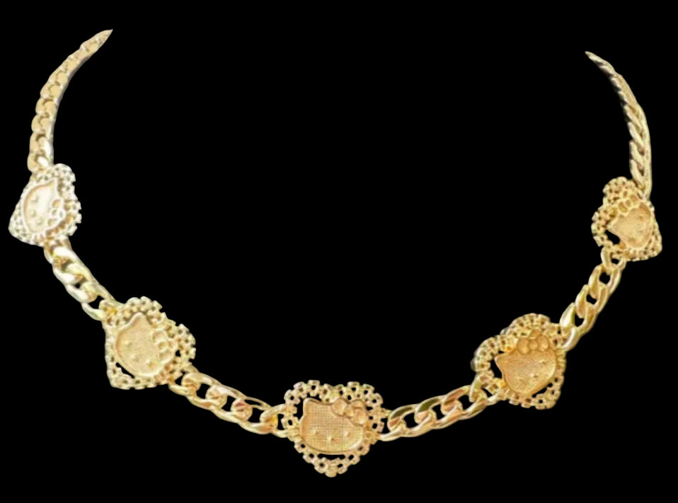 Heart Cuban Kitty Chain