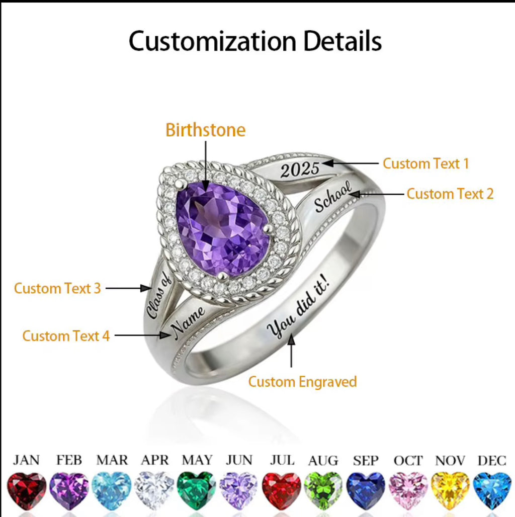 Oval Birthstone Graduation Ring