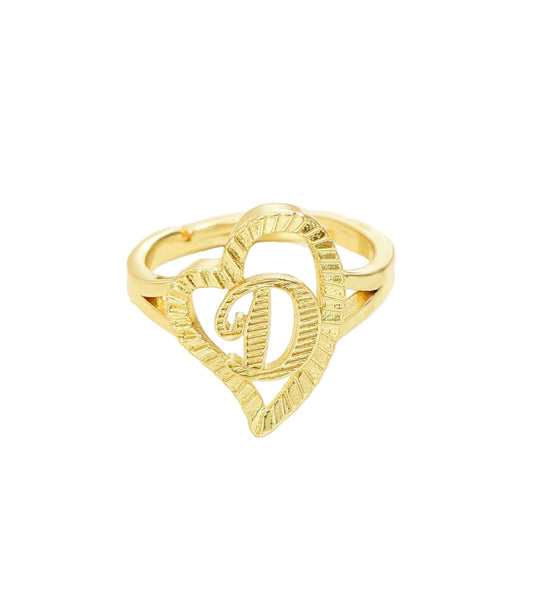 Wavy Heart Initial Ring