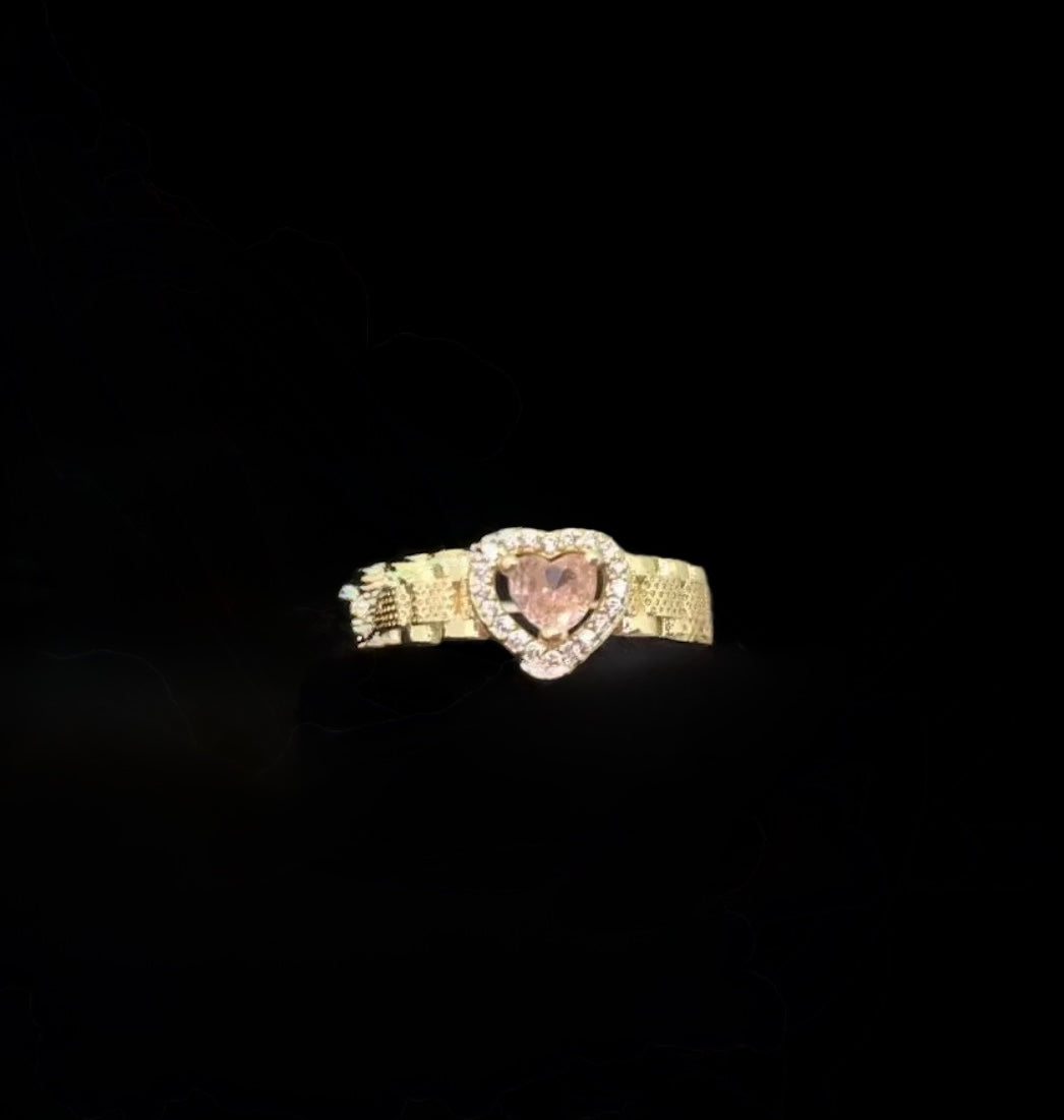 Pink Heart Rolex Ring