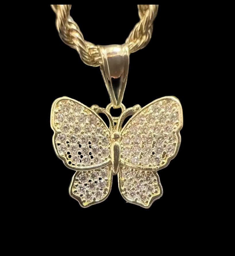White Diamond Butterfly Necklace