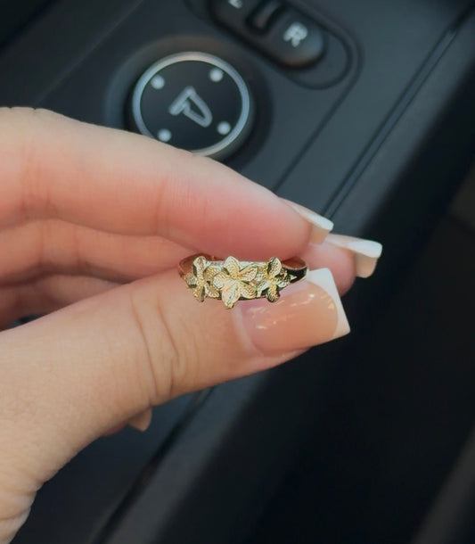 3 Flower 14k Solid Gold Ring
