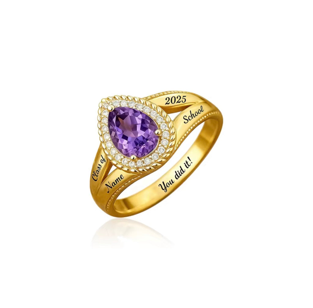 Oval Birthstone Graduation Ring