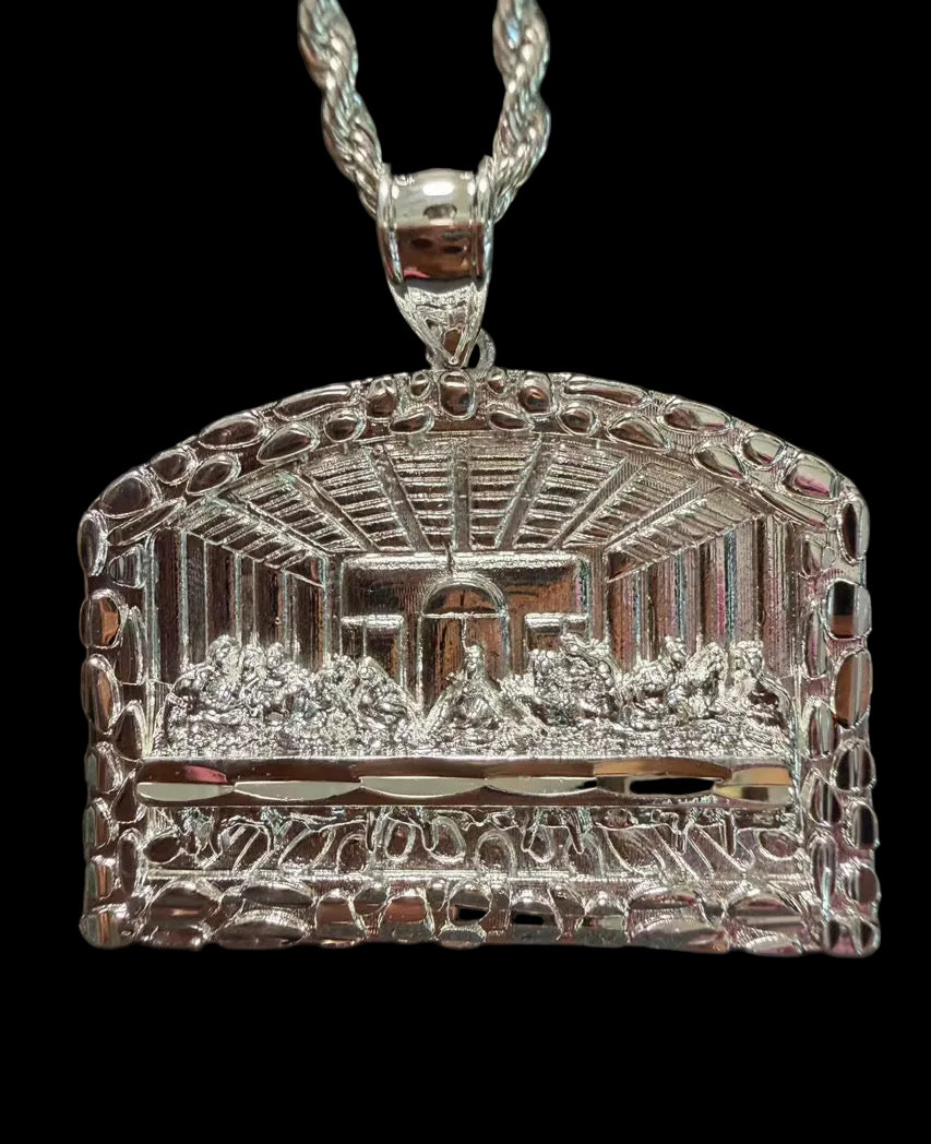 Arched Silver Last Supper Necklace