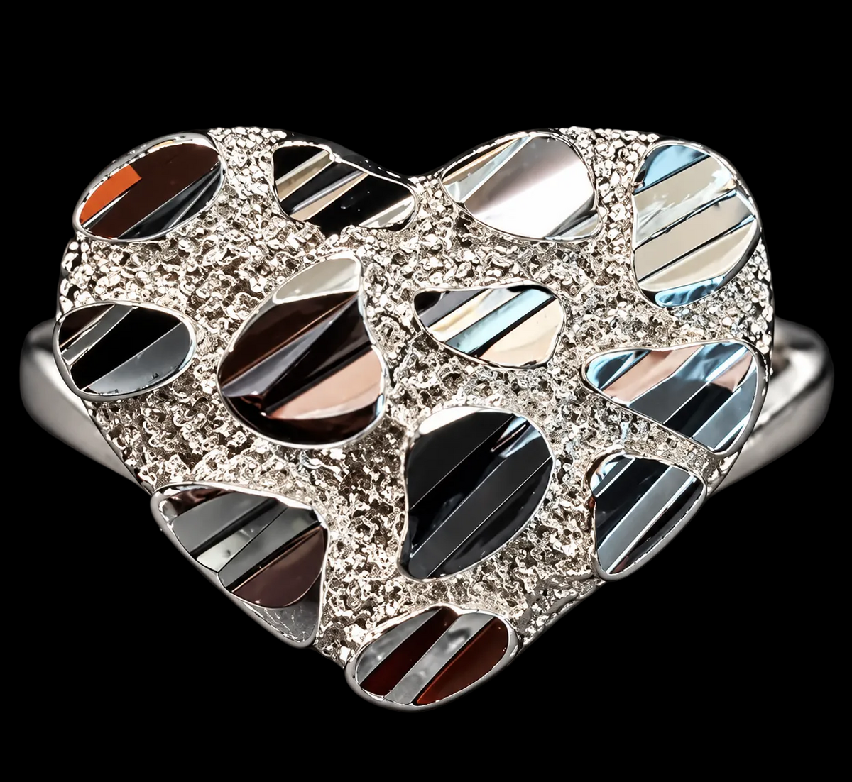 Heart Nugget Silver Ring