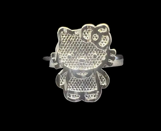 Silver Kitty Simple Band Ring