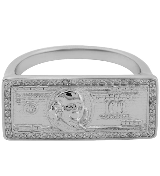 925 Silver $100 Dollar Bill Ring