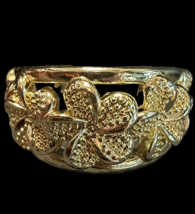 Double Band Plumeria Ring